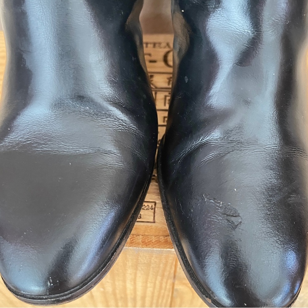 Always Chic!  Vintage Ralph Lauren Black Chelsea Leather Ankle Boots 3" Heel 9.5 - Picture 4 of 14